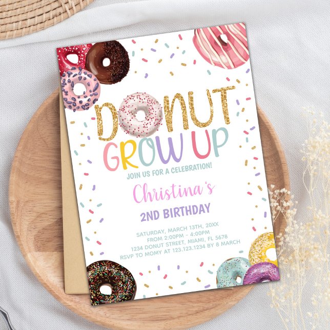 Invitation de la fête de l'arrosage doux pour enfa (Donuts Birthday Invitations)