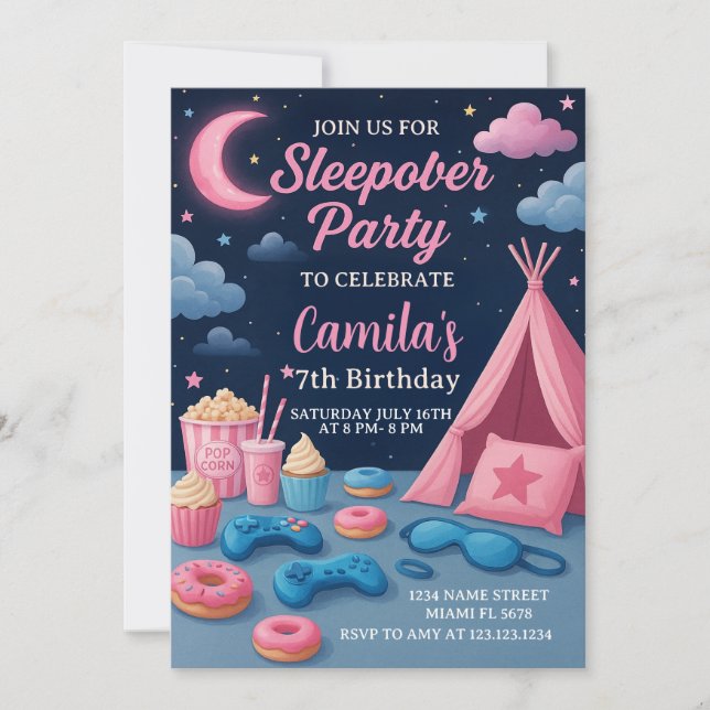 Invitation de la fête de l'aube amusante pour fill (Devant)