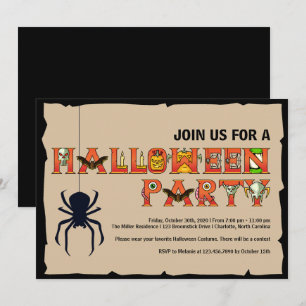 Invitation de la fête de lettres Halloween