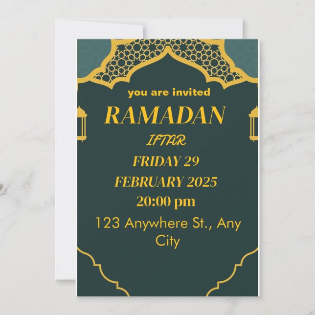 Invitation de la fête de l'Iftar, mon anniversaire (Devant)