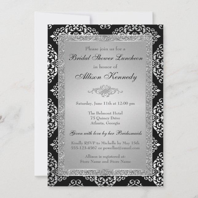 Invitation de la Fête de l'mariée Damas de Parties (Devant)