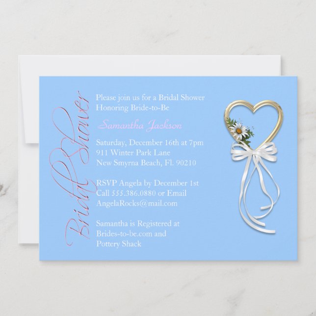Invitation de la Fête de l'mariée de la mariée ble (Devant)