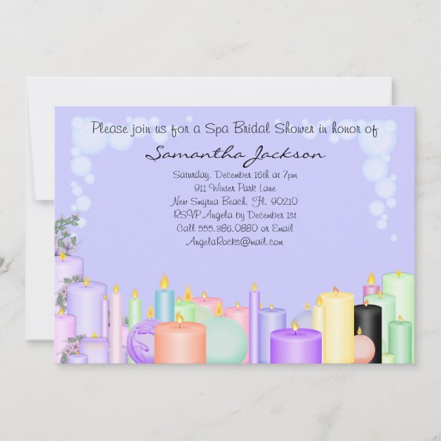 Invitation de la Fête de l'mariée de la mariée Spa (Devant)