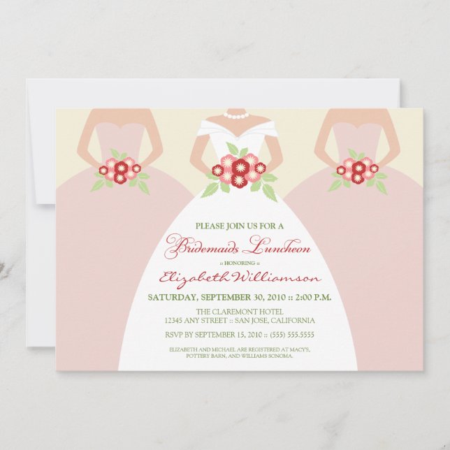 Invitation de la Fête de l'mariée des femmes marié (Devant)