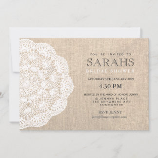 Invitation de la Fête de l'mariée Lace Doily et Bu