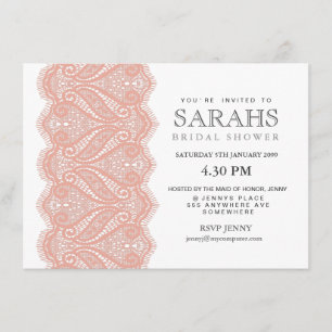 Invitation de la Fête de l'mariée White with Peach