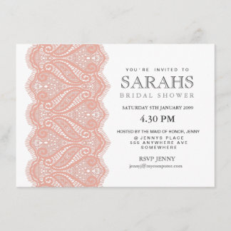 Invitation de la Fête de l'mariée White with Peach