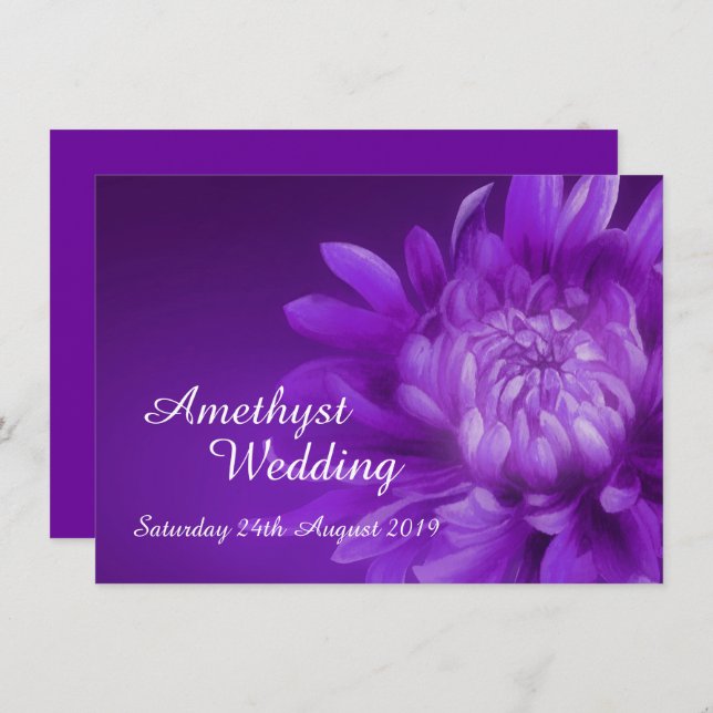 Invitation de la fête de mariage Amethyst 33e (Devant / Derrière)