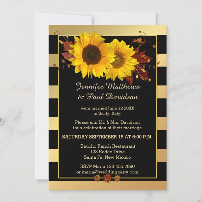 Invitation de la fête de mariage moderne Sunflower (Devant)