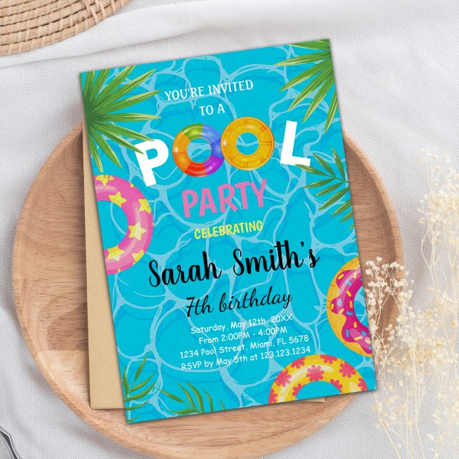 Invitation de la fête de natation d'été pour enfan (Pool Birthday Invitations)