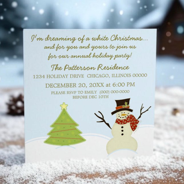 Invitation de la fête de Noël de Snowman et Tree (Snowman and Tree Christmas Party Invite)