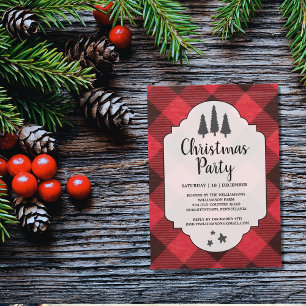 Invitation de la fête de Noël en buffle rouge et n