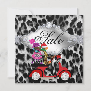 Invitation de la fête de Noël Léopard Blanc Noir