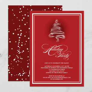 Invitation de la fête de Noël rouge étincelant