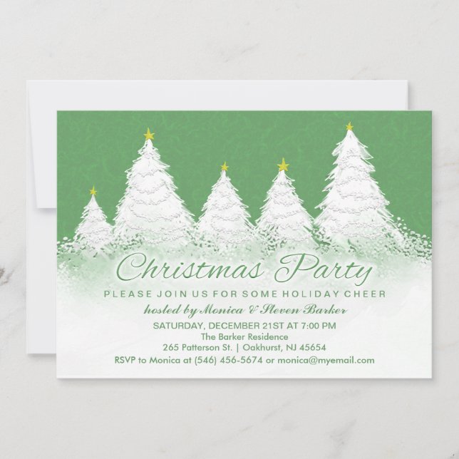 Invitation de la fête de Noël - Vert avec des arbr (Devant)