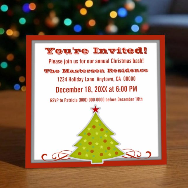 Invitation de la fête de Noël Whimsical (Whimsical Christmas Tree Party Invite)