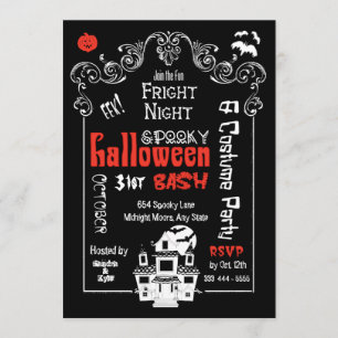 Invitation de la fête de nuit d'Halloween Fright