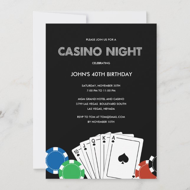 Invitation de la fête de nuit du casino (Devant)