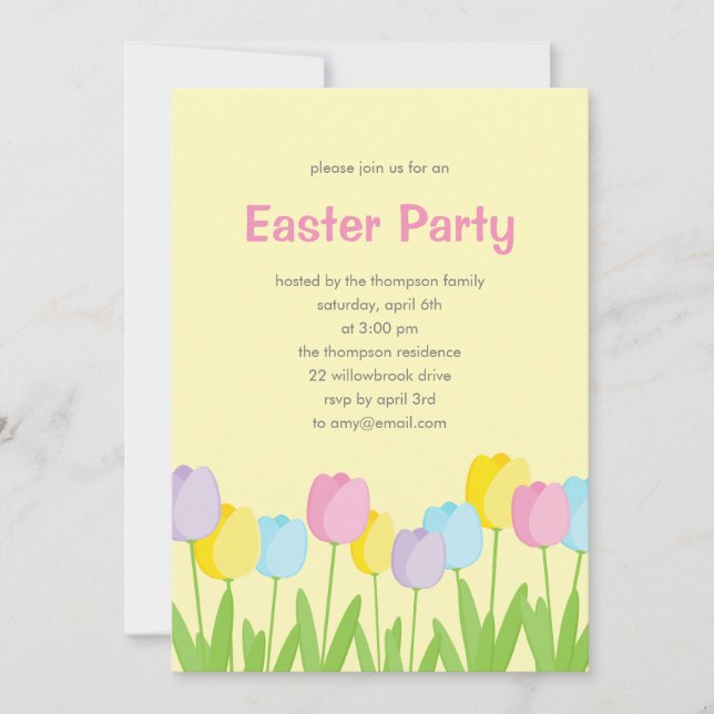 Invitation de la fête de Pâques des Tulipes du pri (Devant)