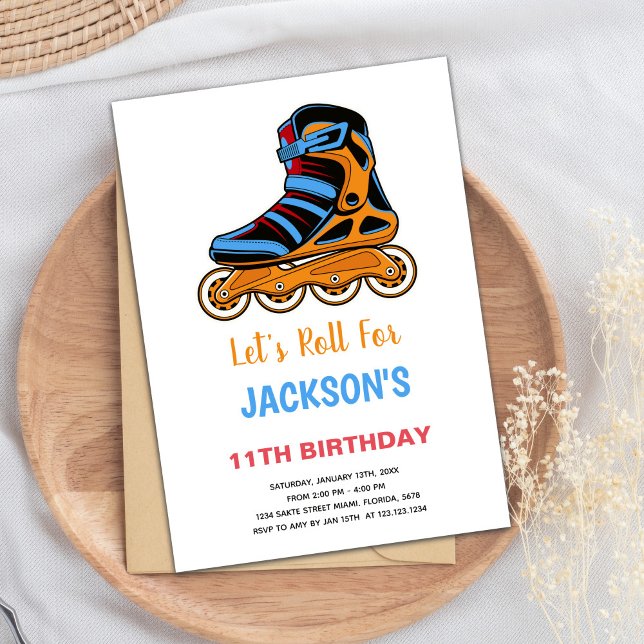 Invitation de la fête de patinage pour filles colo (Roller Skating Birthday Invitations)