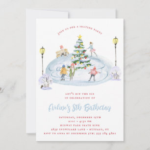 Invitation de la fête de patinage sur glace de Noë