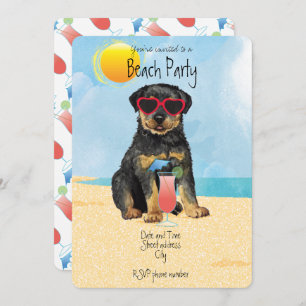 Invitation de la fête de plage de Rottweiler été