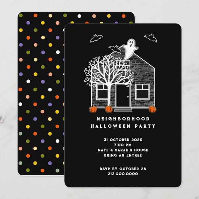Invitation de la fête de quartier d'Halloween (Devant / Derrière)
