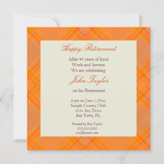 Invitation de la fête de retraite à la carte orang
