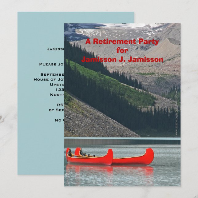 Invitation de la fête de retraite, canoës de monta (Devant / Derrière)