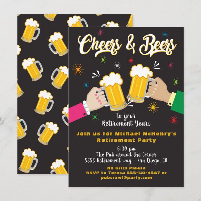 Invitation de la fête de retraite des bières et de (Devant / Derrière)