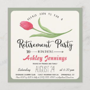 Invitation de la fête de retraite des tulipes rose