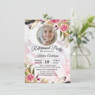 Invitation de la fête de retraite florale de marbr