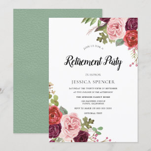 Invitation de la fête de retraite florale Mint & P