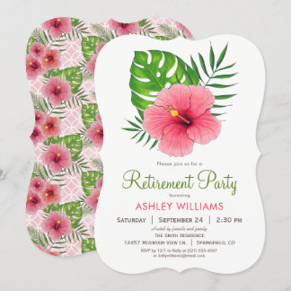 Invitation de la fête de retraite rose Hibiscus