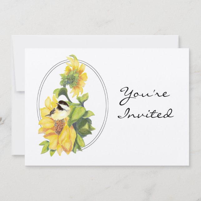 Invitation de la fête de retraite Tournesol et ois (Devant)