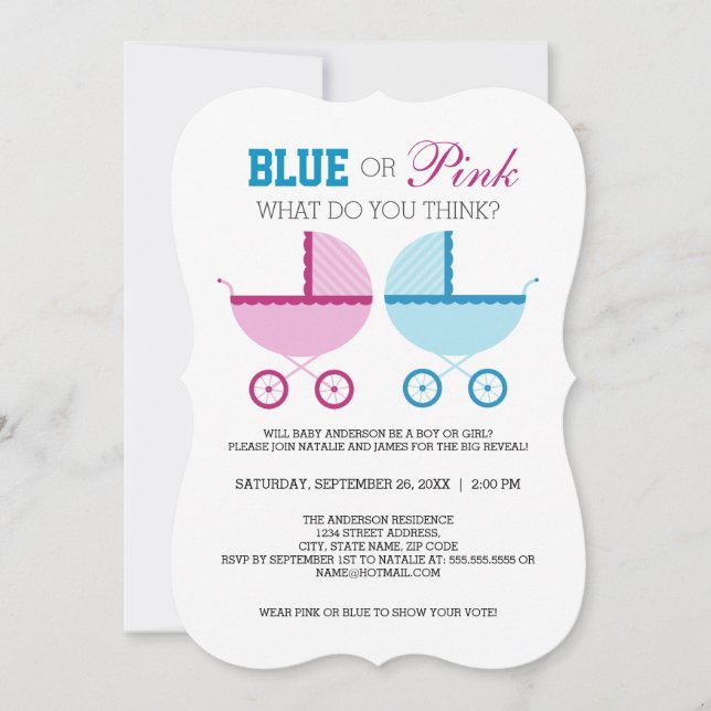 Invitation de la fête de révélation de genre bleu  (Devant)