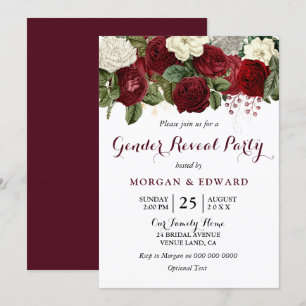 Invitation de la fête de révélation de genre Roses