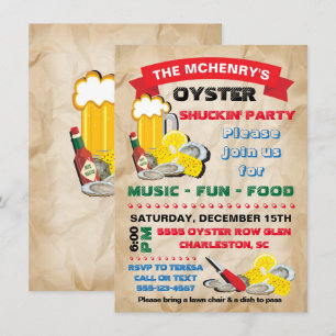 Invitation de la fête de Shucking Oyster