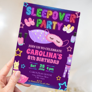 Invitation de la fête de Sleepover
