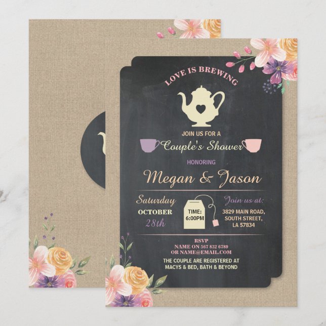 Invitation de la fête de thé à la théière pour cou (Devant / Derrière)