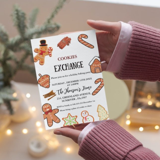 Invitation de la fête d'échange de cookies de Noël (Créateur téléchargé)
