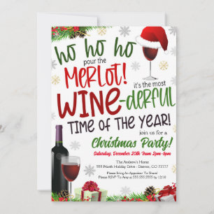 Invitation de la fête d'échange de vins de Noël