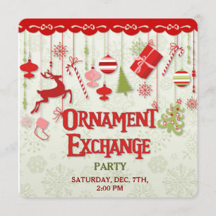 Invitation de la fête d'échange d'ornement de Noël