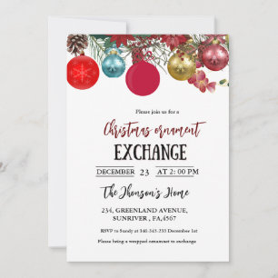 Invitation de la fête d'échange d'ornement de Noël