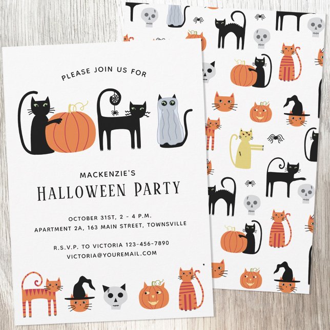 Invitation de la fête des chats d'Halloween (Créateur téléchargé)