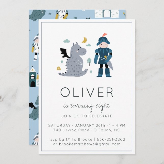 Invitation de la fête des Chevaliers et Dragons (Devant / Derrière)