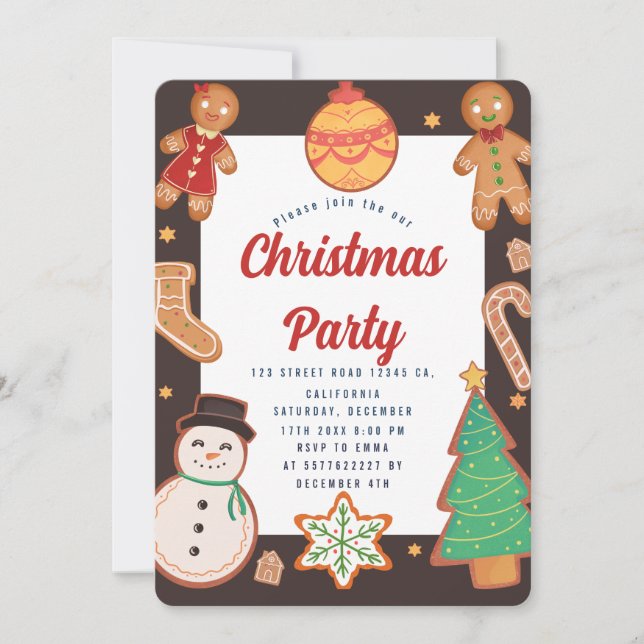Invitation de la fête des cookies de Noël (Devant)