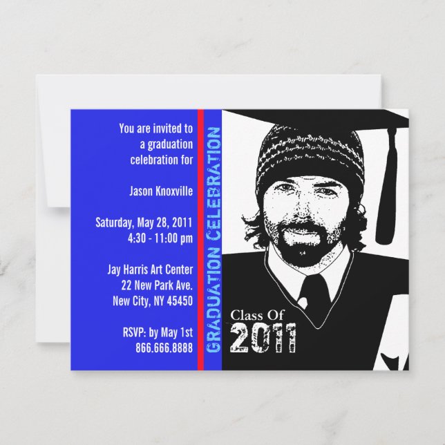 Invitation de la fête des diplômés Dessin amusant  (Devant)