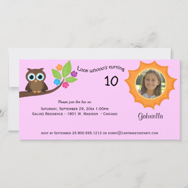 Invitation de la fête des enfants  rose Arrière -  (Devant)