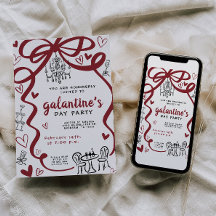 Invitation de la fête des Galentines à main lunair